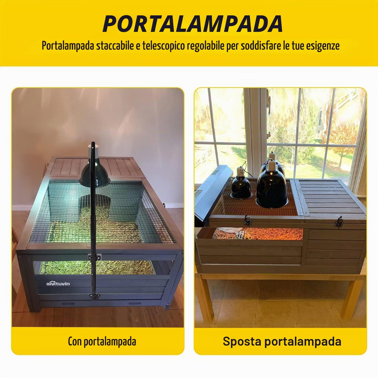 Seiyierr Casetta per tartarughe in legno, per interni ed esterni, per rettili tartaruga lucertola serpente