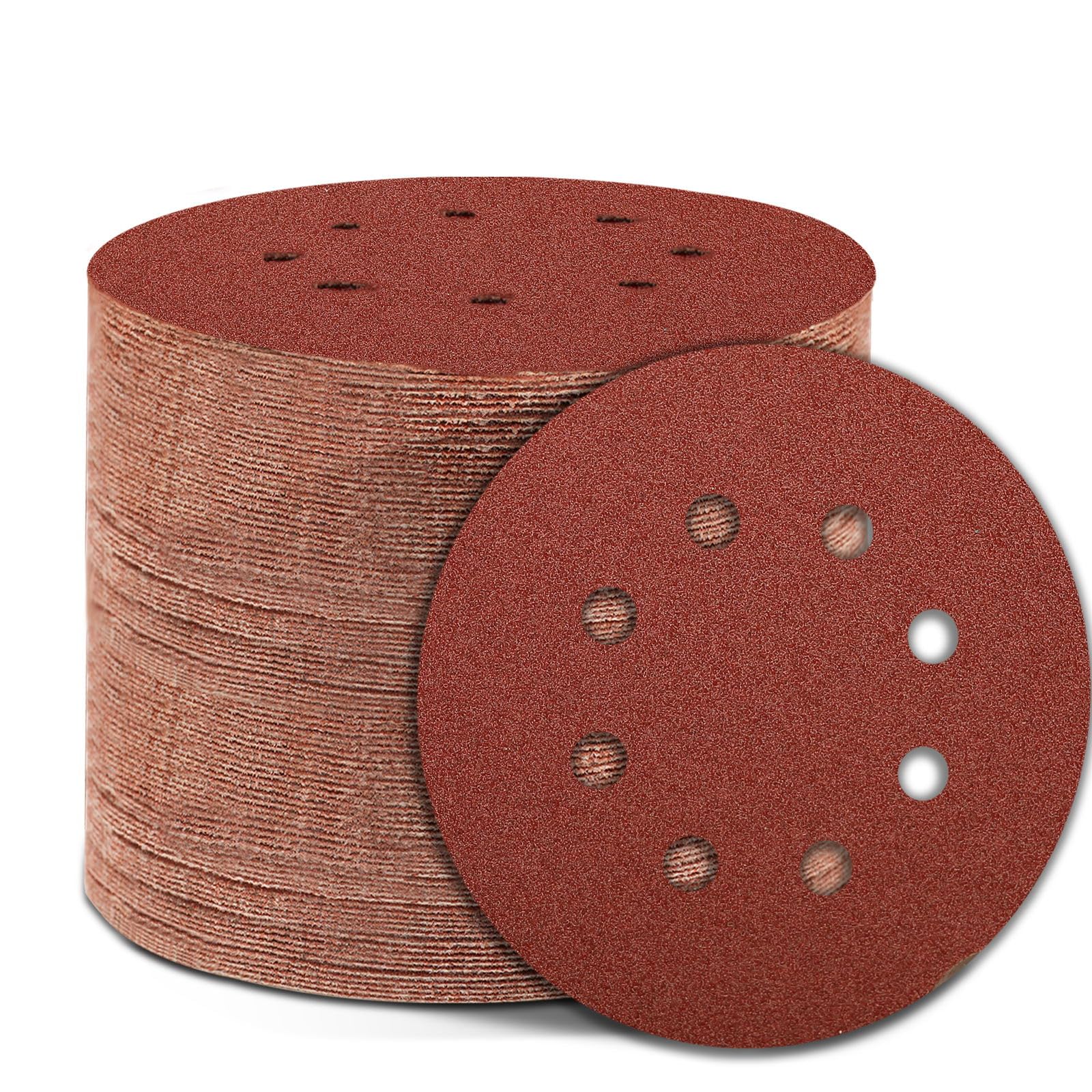 Szarint 320 Grit 5 Inch Sanding Discs Hook and Loop Sandpaper, 150 PCS 8 Hole Adhesive Fine Sand Paper for Random Orbital Sander
