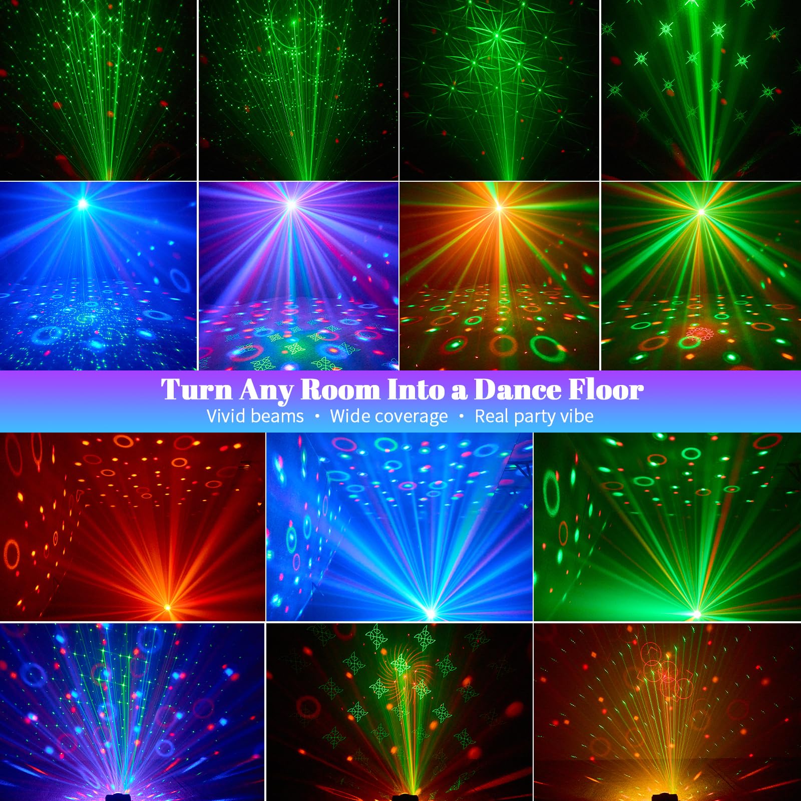 Luci da discoteca, luci stroboscopiche a LED RGB, per feste in casa, matrimoni, bar, DJ, karaoke, Halloween, Natale, regali di compleanno, 9 modalità attivate dal suono