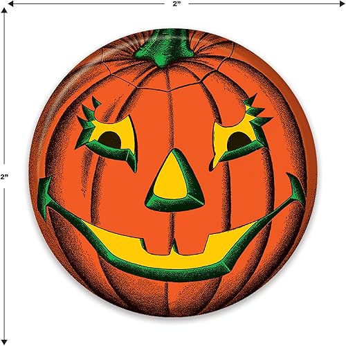 Miniatura 3 de Beistle 6 piezas vintage de Halloween suministros calabaza Goblin Jack O Lantern botón Pins