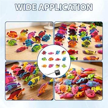 Plastic Fish, 12PCS Fish Deco and Black Small Net, Mini Simulated Sea Animal Models, Ocean Theme Party Decoration for Pool Games Activities and Marine Life Teaching (Random Style)