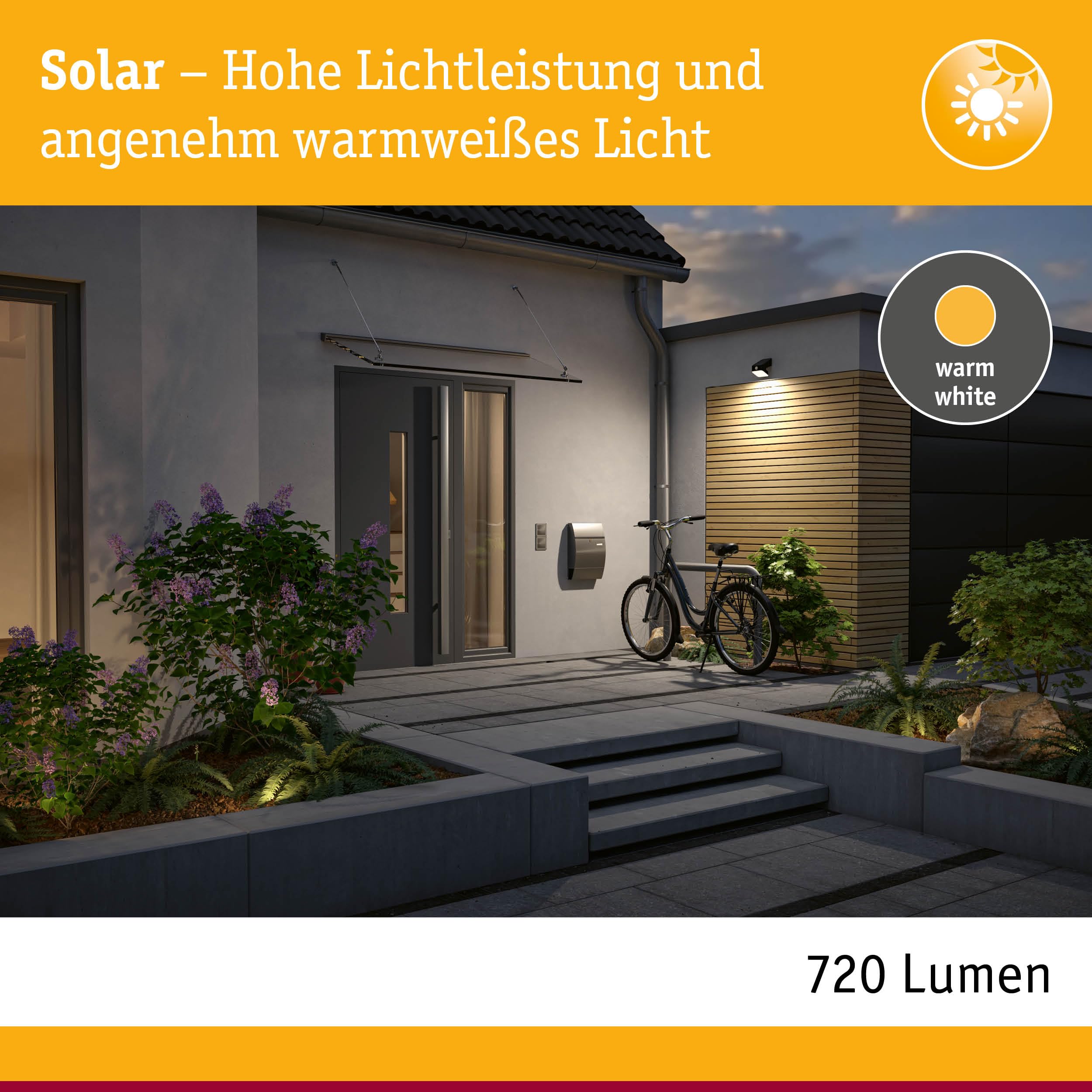 Paulmann 94608 Solarna myjka ścienna LED LeslyTwilight Controlled Motion Detector (IR) IP65Square 113x126mm3000K 5,5W 400lmantracyt plastik