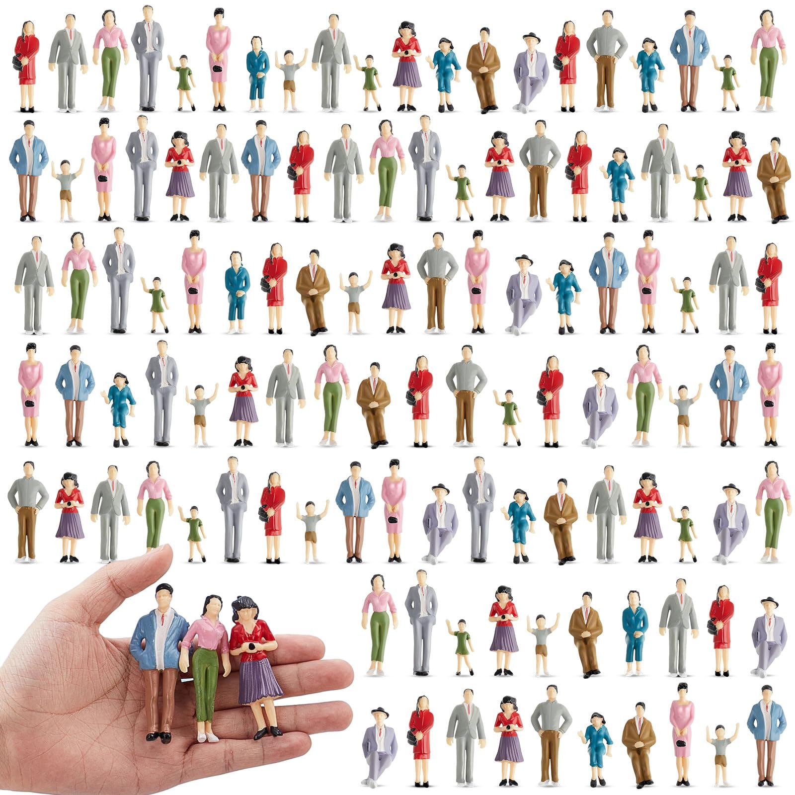 Namalu 140 Pcs 1: 25 Scale Miniature People Figurines Tiny Painted Model Train People Mini Architectural Plastic Small Dollhouse Figures for Projects Diorama Village — image 1