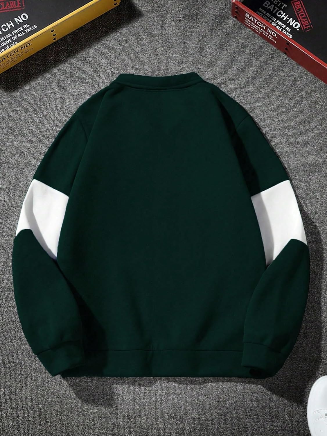 SHENHE Men's Quarter Zip Pullover Color Block Letter Graphic Vintage Sweatshirt Streetwear - Image 2