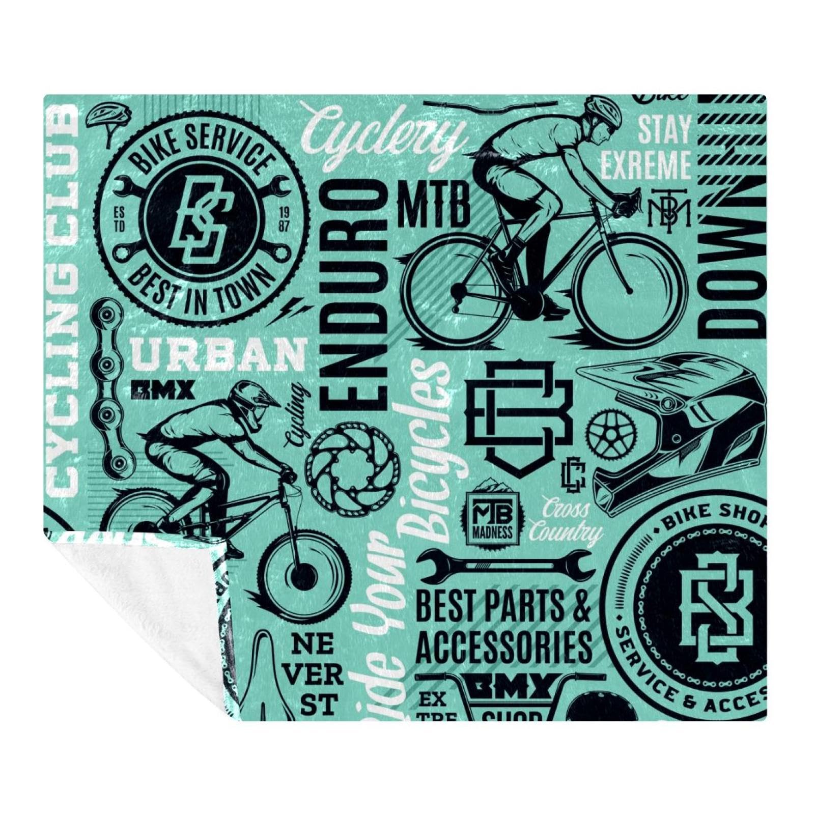 Couverture polaire en microfibre Bike Shop Club 150x200 pour canapé lit et voyage