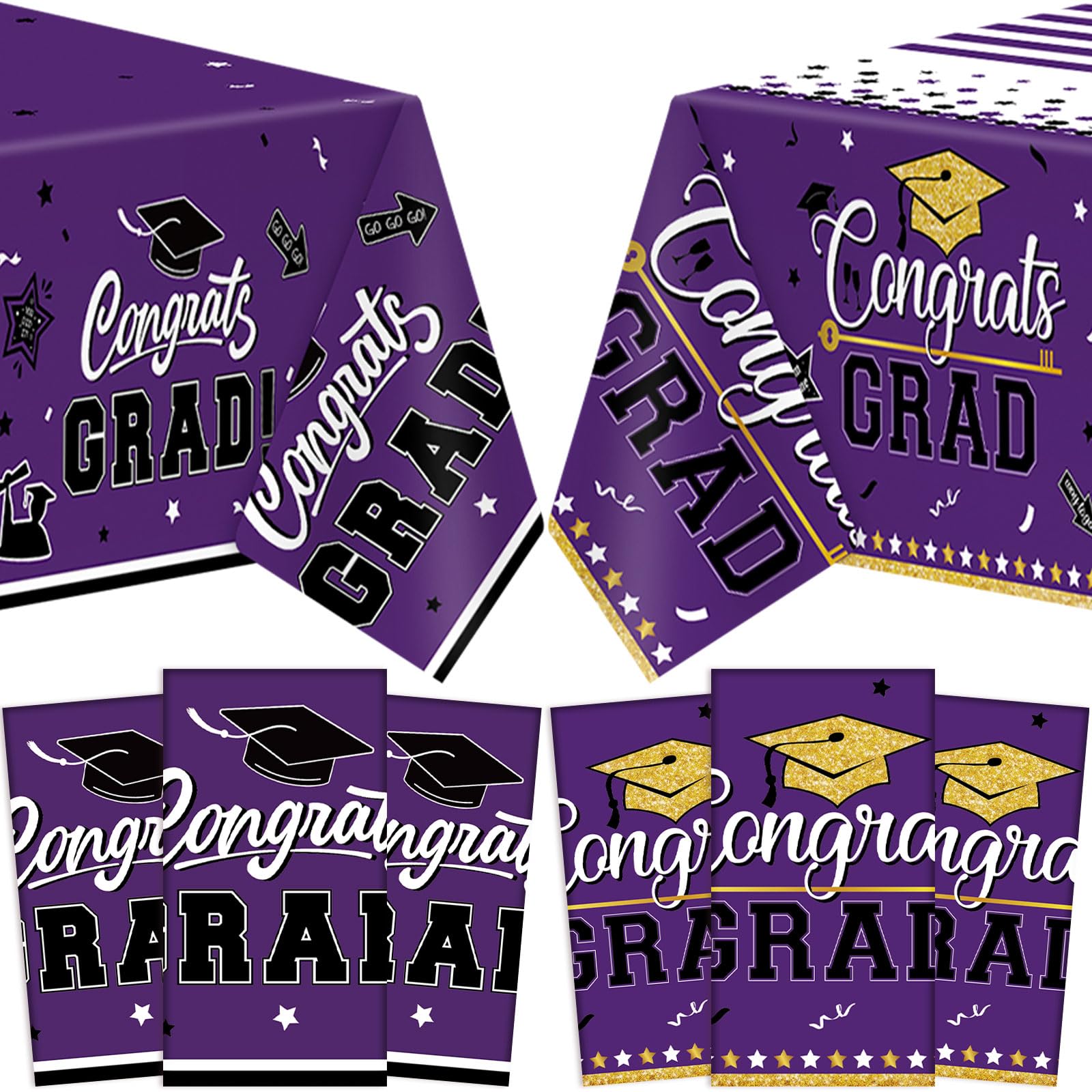 Hillsuren 6 Pcs 2025 Graduation Party Decorations Congrats Grad Tablecloths Class of 2025 Congrats Table Covers for Graduation Party Supplies Decor 54