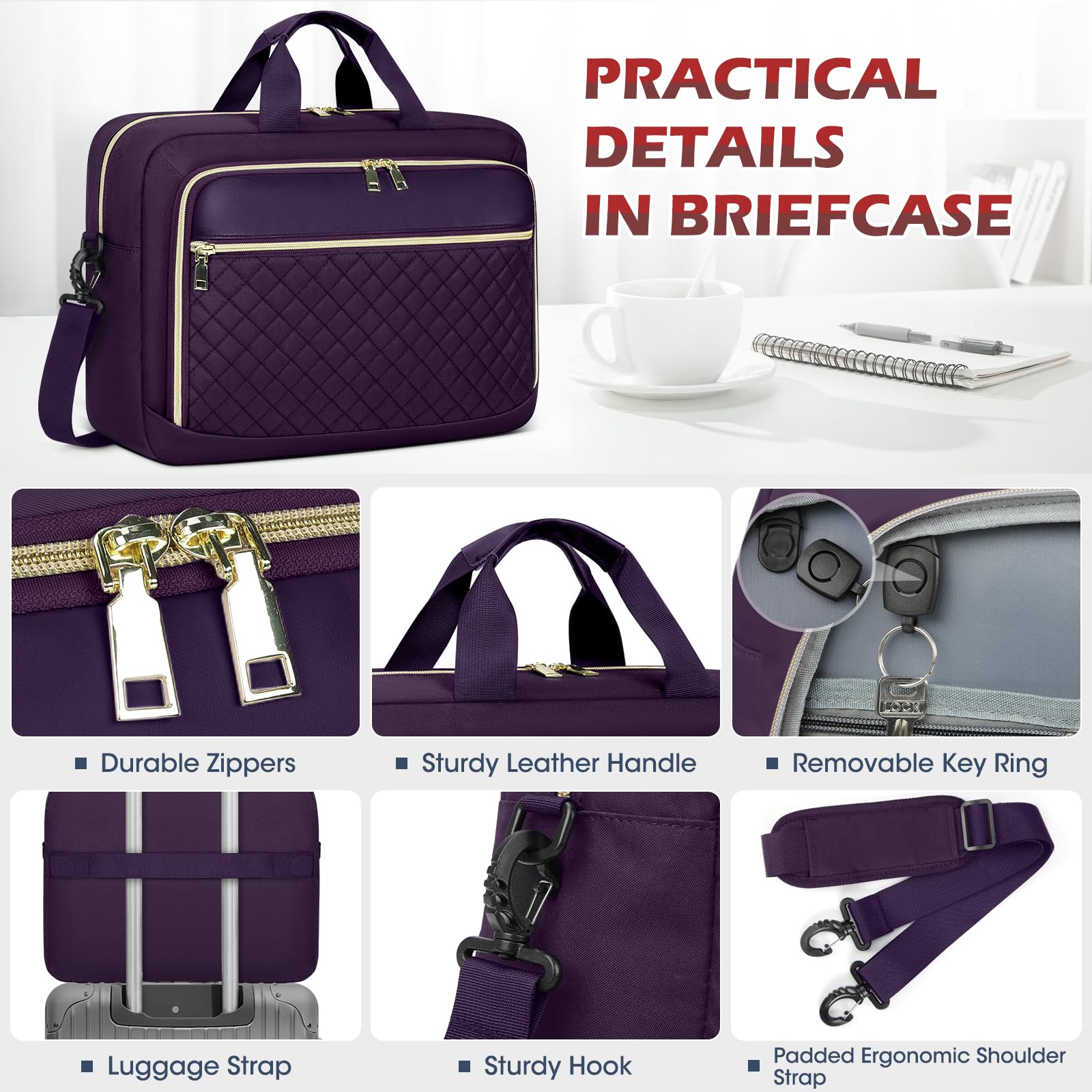 NEWHEY Borsa Porta PC 17.3 Pollici Borsa da Lavoro Donna Impermeabile Borsa Computer Grande Borsa Messenger Valigetta Portadocumenti Tracolla per Ufficio, Università, Scuola