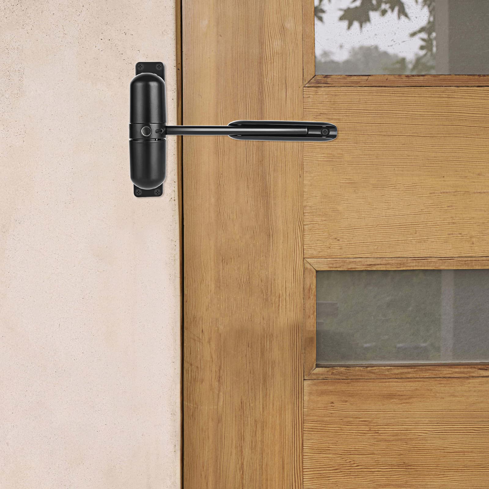 Lot de 2 ferme-portes à ressort de sécurité de 10,6 cm, ferme-porte automatique résidentiel, charnière de porte réglable pour convertir les portes à charnière en fermeture automatique, noir