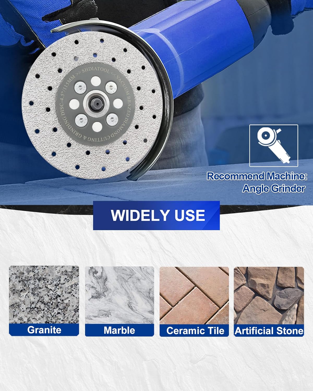 SHDIATOOL 7-Inch Diamond Cutting Grinding Disc 5/8-11 Arbor for Marble Ceramic Granite Double Sided Fast Cutting Shaping Grinding Wheel 180mm