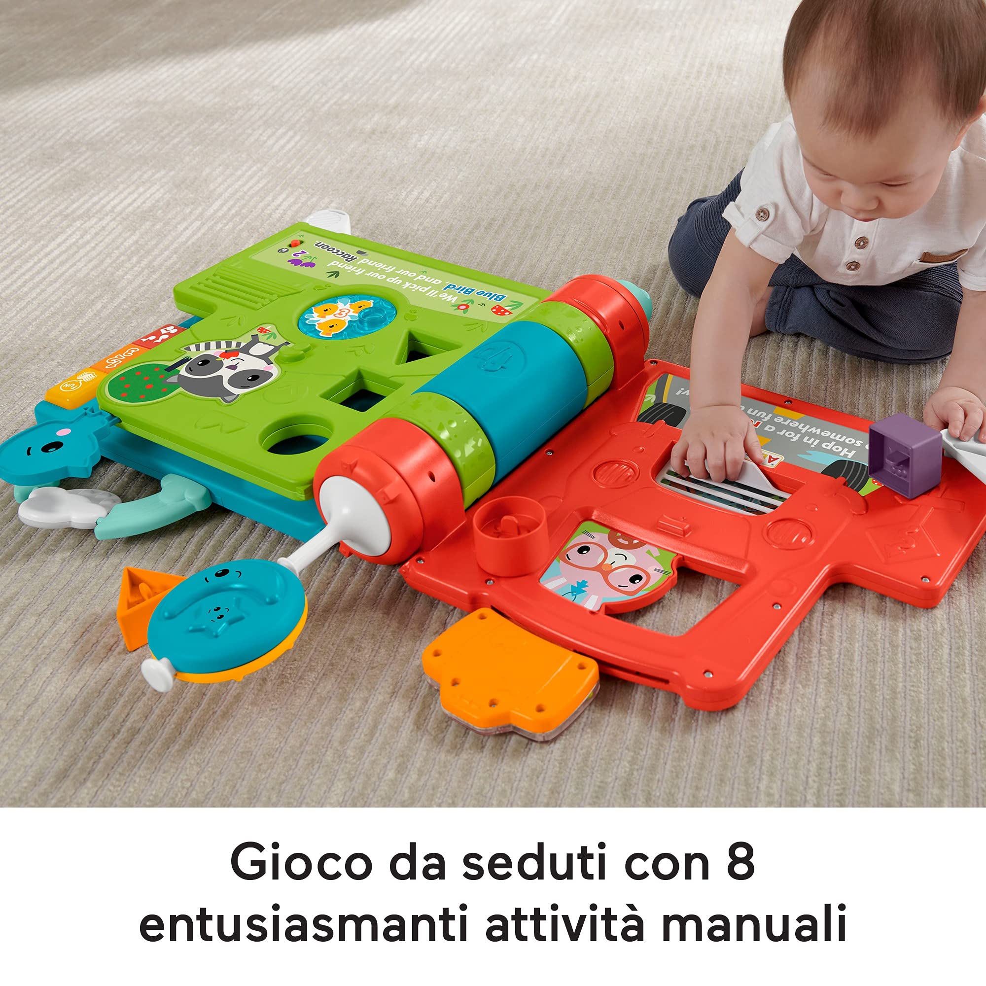 Fisher-Price - Libro Gigante delle attività 2-in-1, Giocattolo Elettronico Didattico Edizione Italiana, Giocattolo per Bambini 6-36 Mesi, HCL05