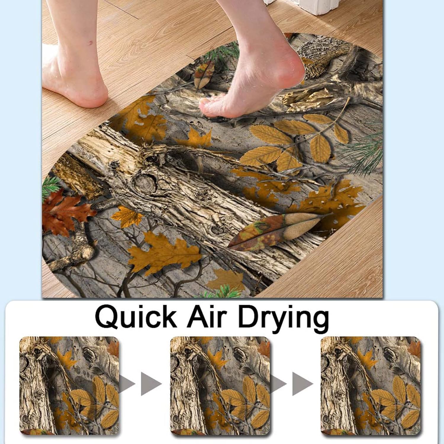 Bath Mat Rug-Camo 2 Pattern Rubber Quick Dry Non Slip Super Absorbent Thin Bathroom Rugs Fit Under Door Washable Bathroom Floor Mats-Shower Rug for in Front of Bathtub,Shower Room,Sink
