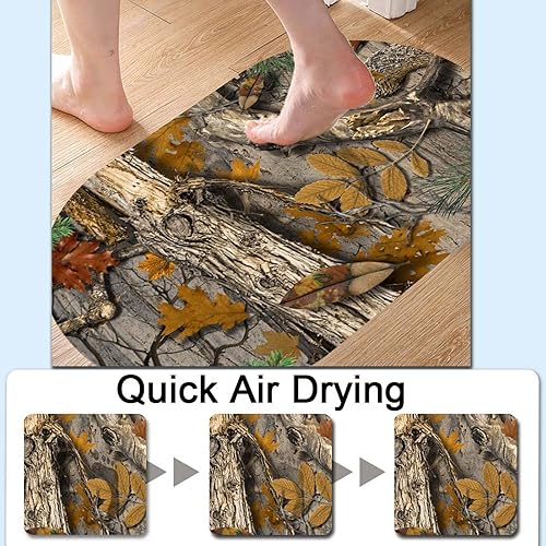 Miniatura 5 de Alfombra de baño de goma con 2 patrones de camuflaje, de secado rápido, antideslizante, súper absorbente, delgada, para debajo de la puerta