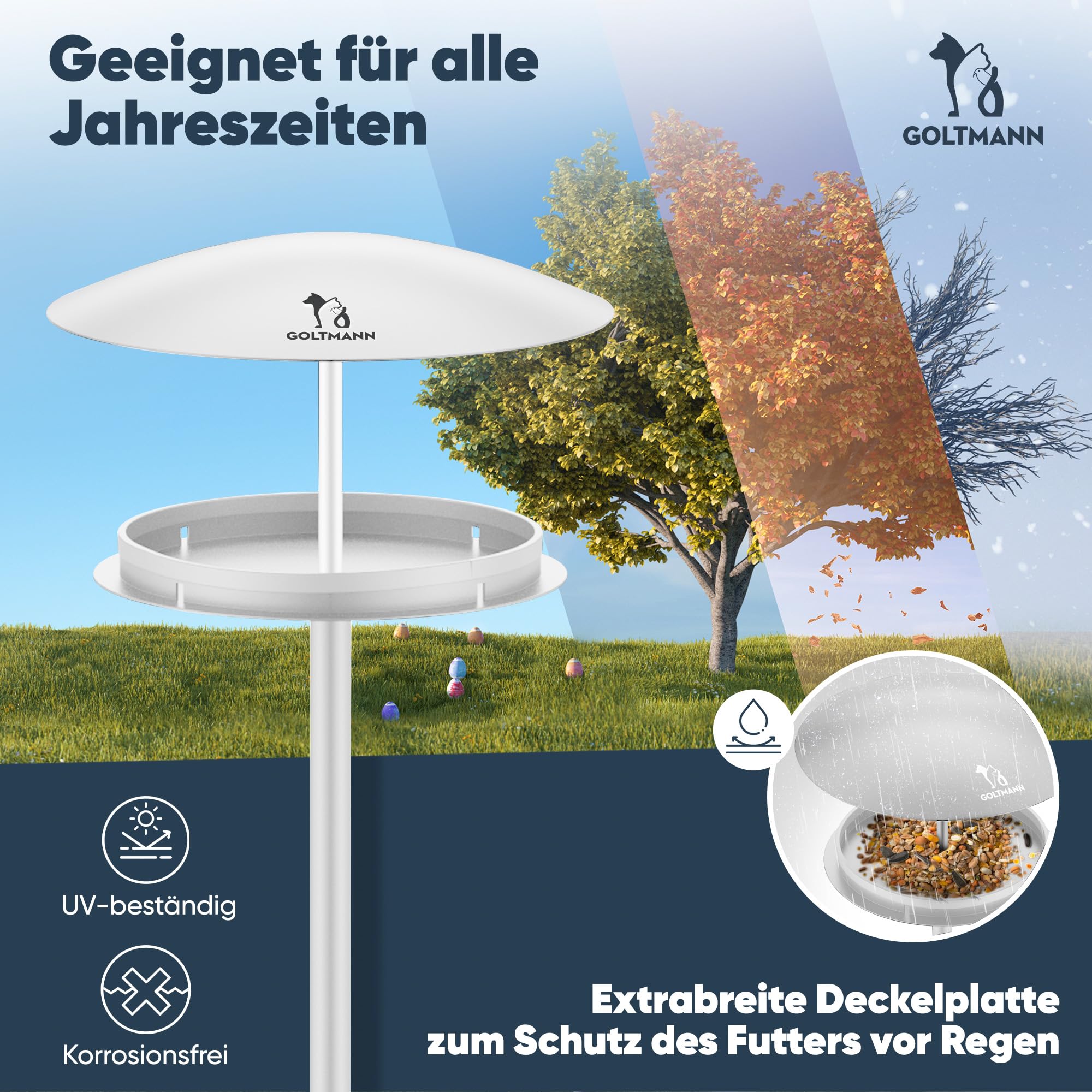 Ædel Pajarera con soporte resistente a la intemperie, comedero para pájaros con soporte de acero inoxidable, de pie, comedero de lujo para pájaros, perfecto como decoración de jardín o