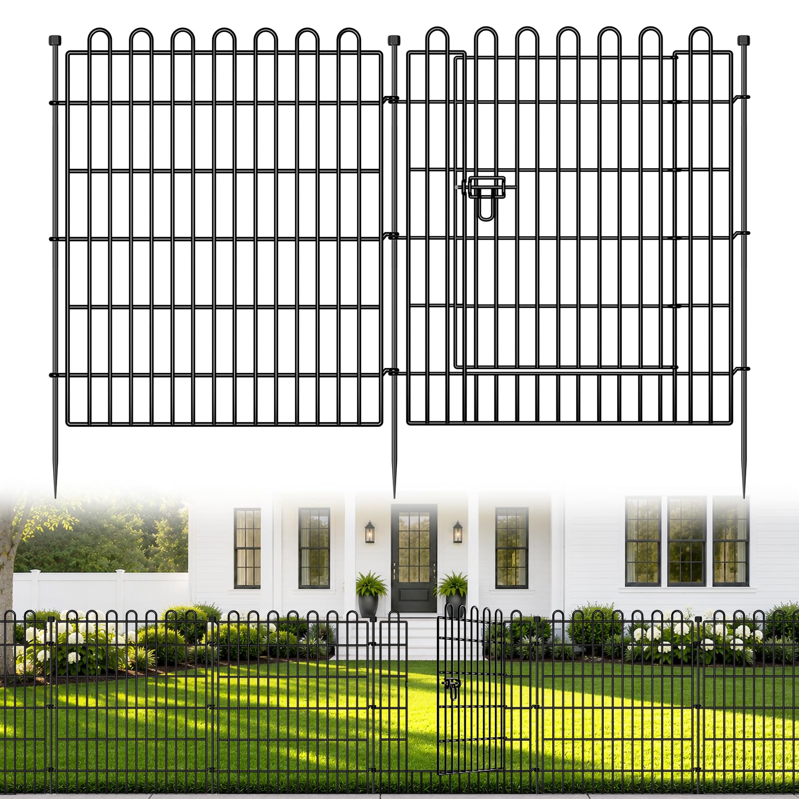 CLEASO Garden Fence Outdoor for Yard with Gate