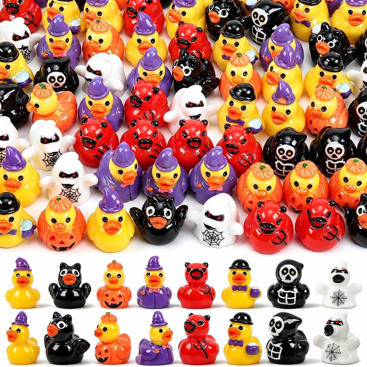 View 1 of 120Pcs Halloween Mini Ducks Miniature Halloween Resin Figurines Decor