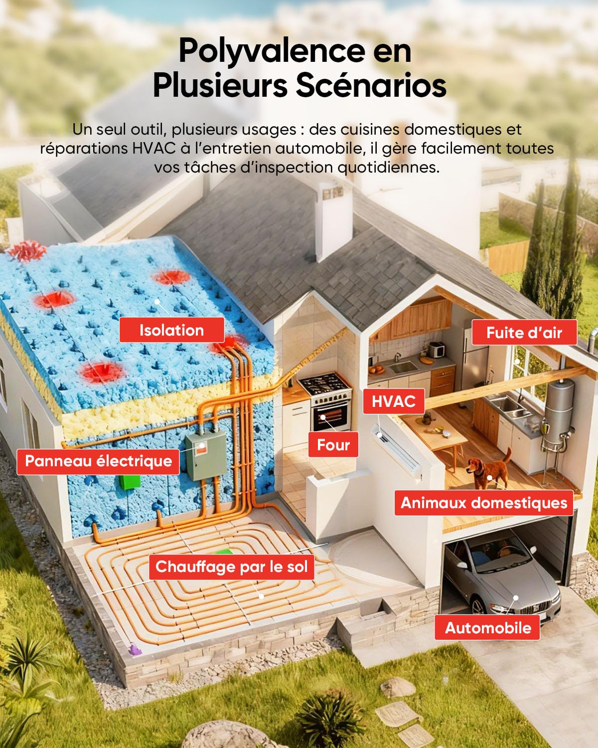 HIKMICRO D01 Lite Camera Thermique, Résolution IR 96×96, Double Mode Caméra Thermique Infrarouge, -20 °C à 550 °C, 25Hz Taux de Rafraîchissement, 14 Heures d'Autonomie, Pour fuite d'eau, HVAC