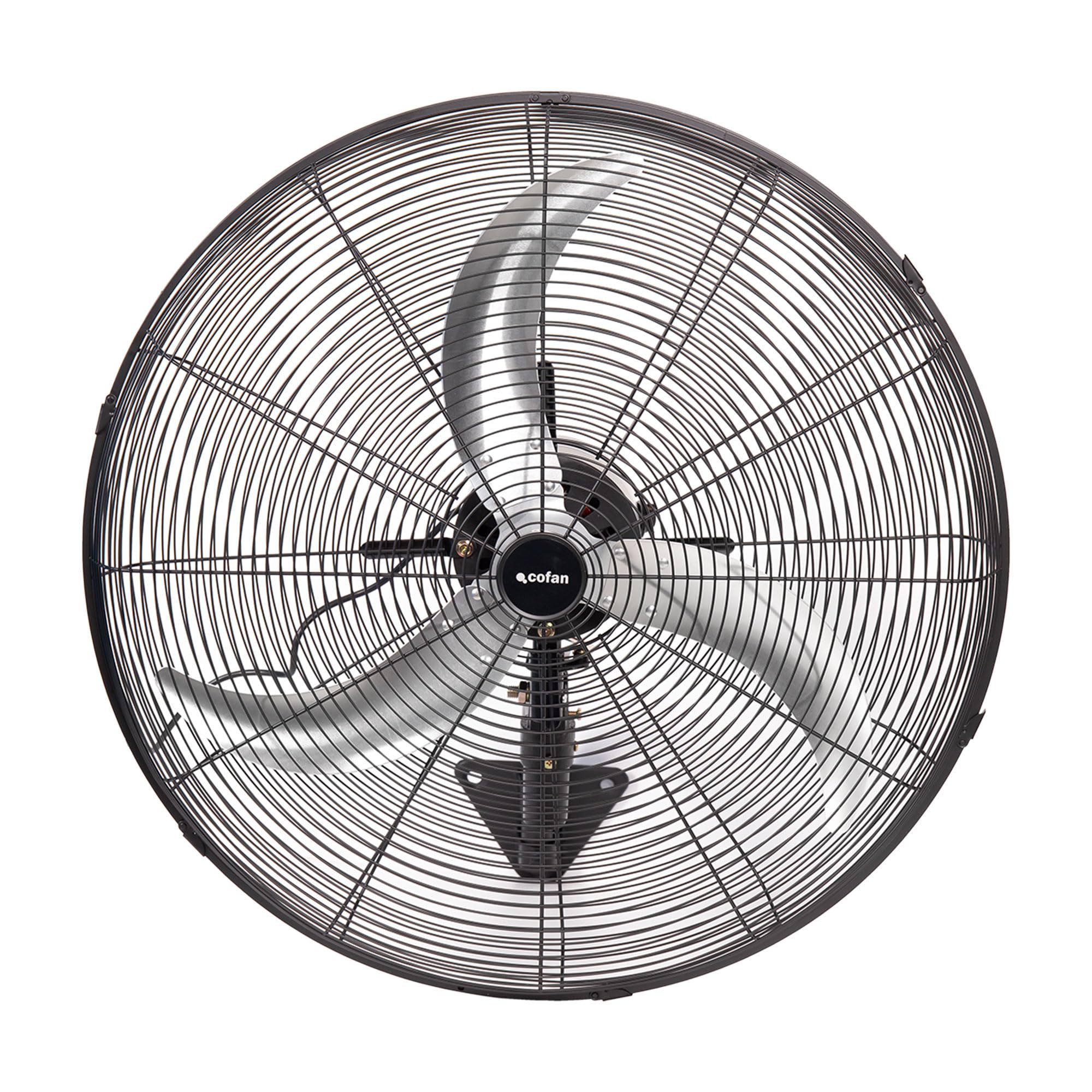 Cofan Ventilador de Pared Industrial con 3 Velocidades Ø75 cm, Motor Potente 240 W, Oscilante, 3 Aspas de Aluminio de Alto Rendimiento, Color Negro