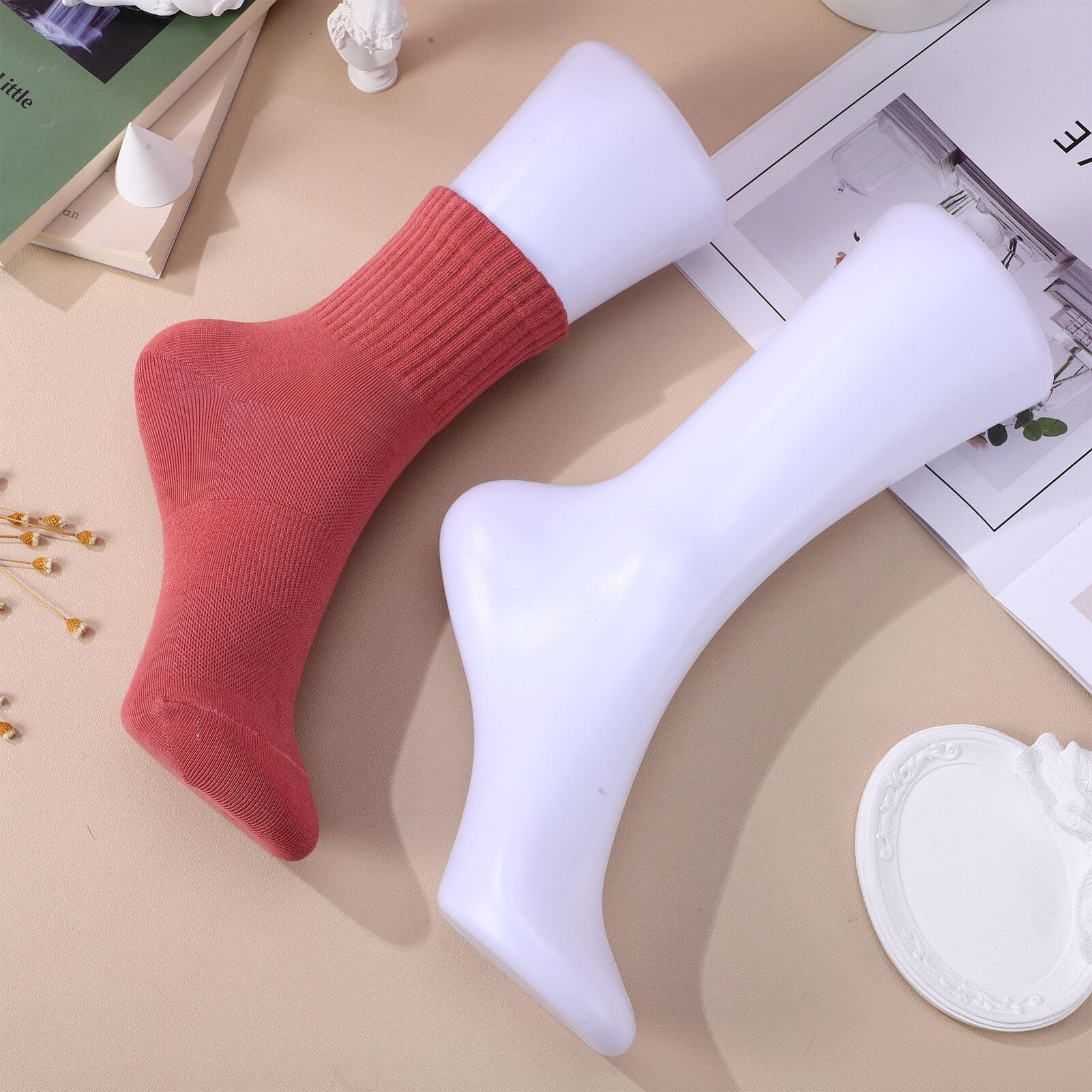 Alipis 2pcs White Plastic Female Foot Mannequin for Sock Display, Thickened Anklet Model Stand for Shops, 11.61*8.46*3.66inch