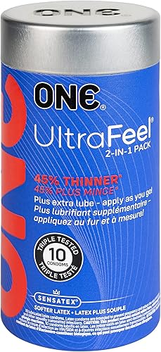 ONE Condones UltraFeel | Paquete combinado de preservativos de látex, condones y lubricantes, paquete de 10