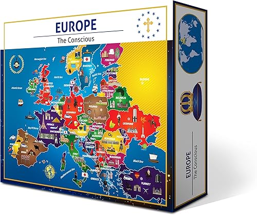 Rompecabezas de mapa de Europa Mapa de Europa Rompecabezas-Historia educativa Rompecabezas de 100 piezas El continente consciente Rompecabezas