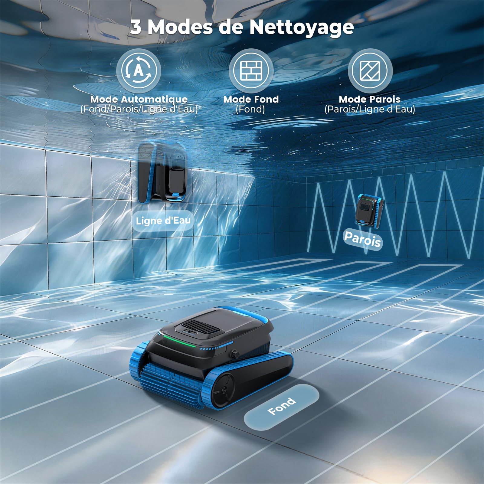 (2026 New) BOTLIFE PC20 Robot Piscine Sol, Parois et Ligne d’Eau, Aspirateur Piscine sans Fil, Débit 18927 LPH, Navigation Intelligente & APP, Nettoyage pour Piscines Jusqu’à 170 m²