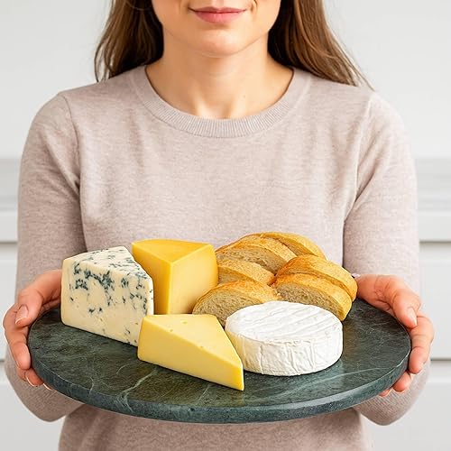 Miniatura 4 de Creative Home Plato de postre redondo de mármol natural, para servir de postre, 8 pulgadas de diámetro, verde