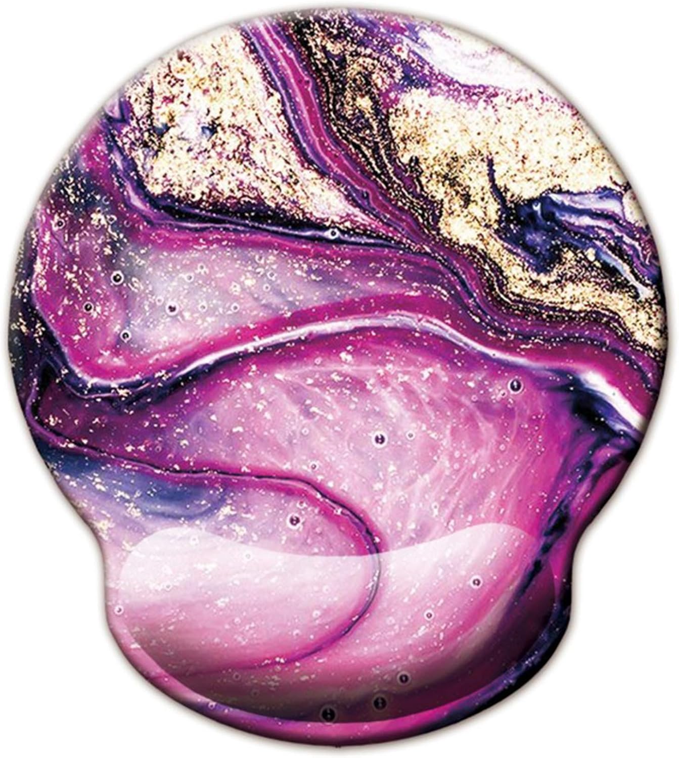 Memory Foam Mousepad with Wrist Support Design Ergonomic Mouse Pad Comfortable Wrist Rest Non-Slip PU Base Mouse Mat (Purple Marble-Foam Wrist)