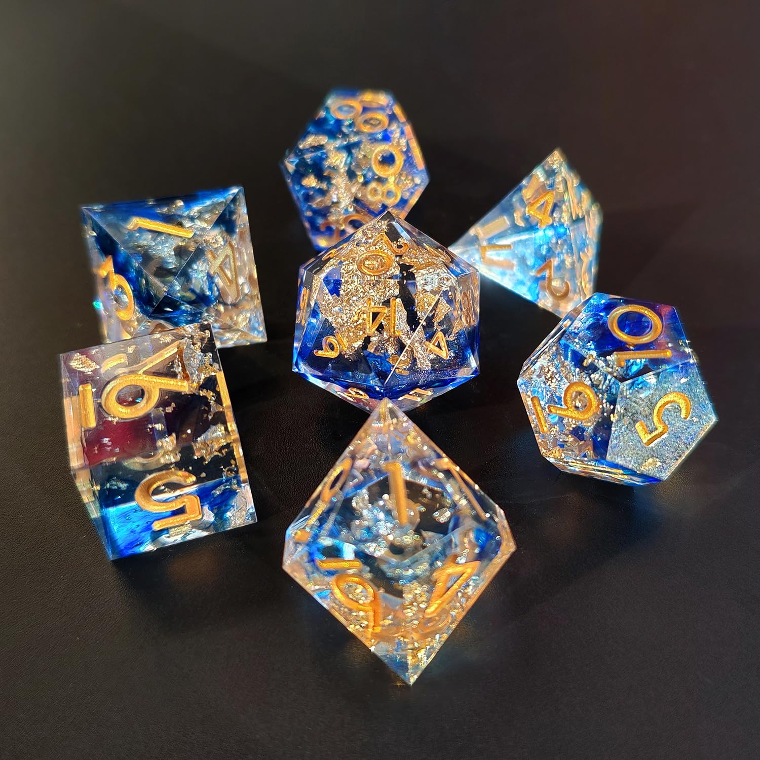 ORUZA Set 7 Dés RPG - Dés Polyédriques Résine D&D, Bords Tranchants