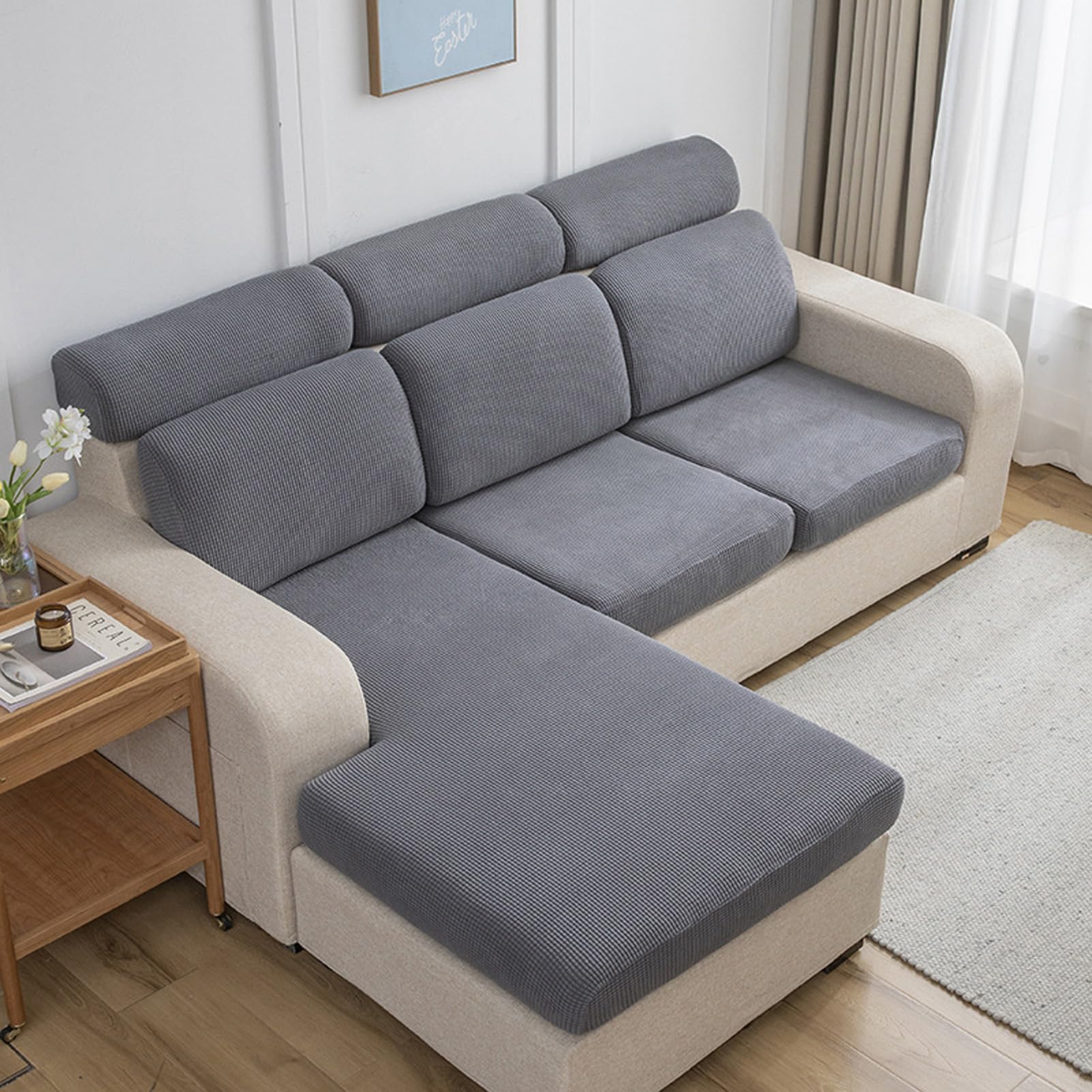 Housse canapé extensible en velours 1 à 4 places pour meuble droit ou en L