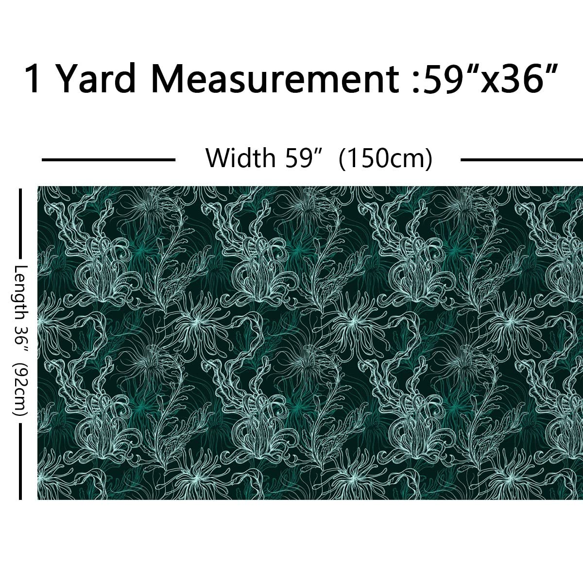 Tela de tapicería oceánica para sillas, tela de mar de la vida marina de The Yard, plantas marinas y tela de algas para tapicería y proyectos de bricolaje en el hogar, 10 yardas, (L920 x W150 cm) ver