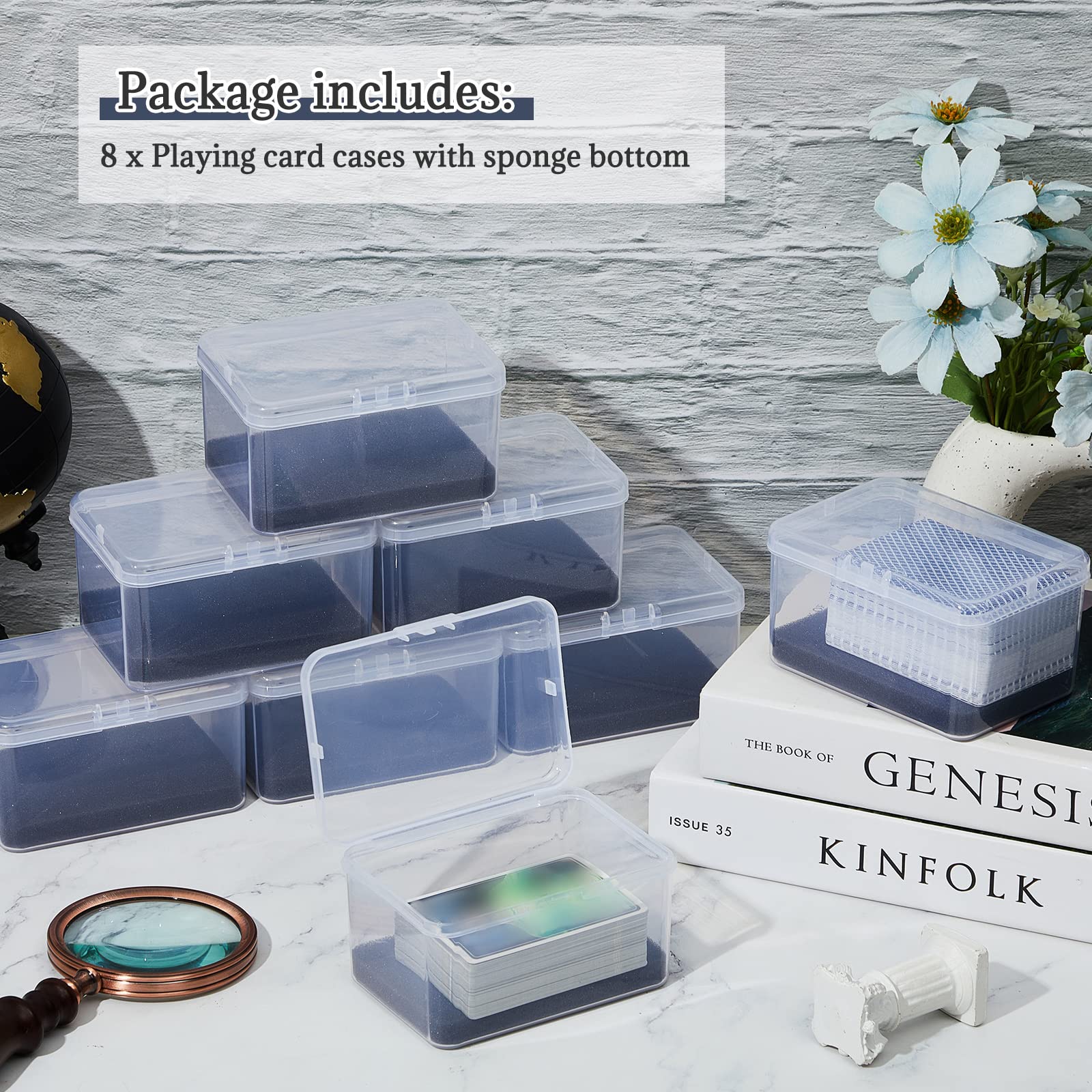 PerKoop 8 Stück Kunststoff-Kartenetui, Kartenboxen, transparente Kartendecks, Kunststoff-Spielkartenhalter, Standard-Spielkartendecks, Organizer, für Reisespiel, 11,9 x 8,4 x 6,3 cm, Karten nicht im