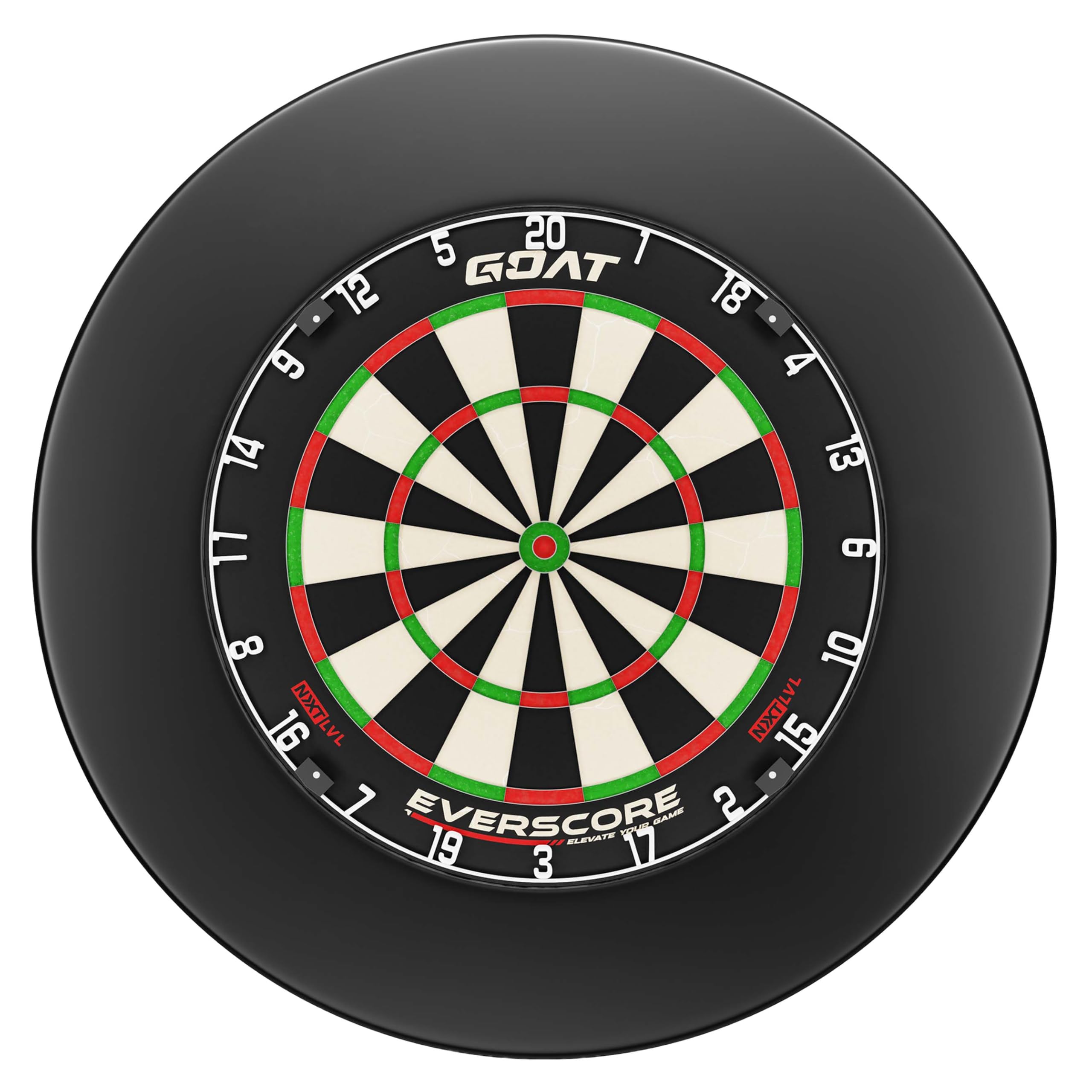 GOAT – Everscore NXT LVL Steeldartscheibe Set, Inkl. Dart Surround ca. 12 cm, Professionelle Sisal Dartscheibe aus Madagaskar