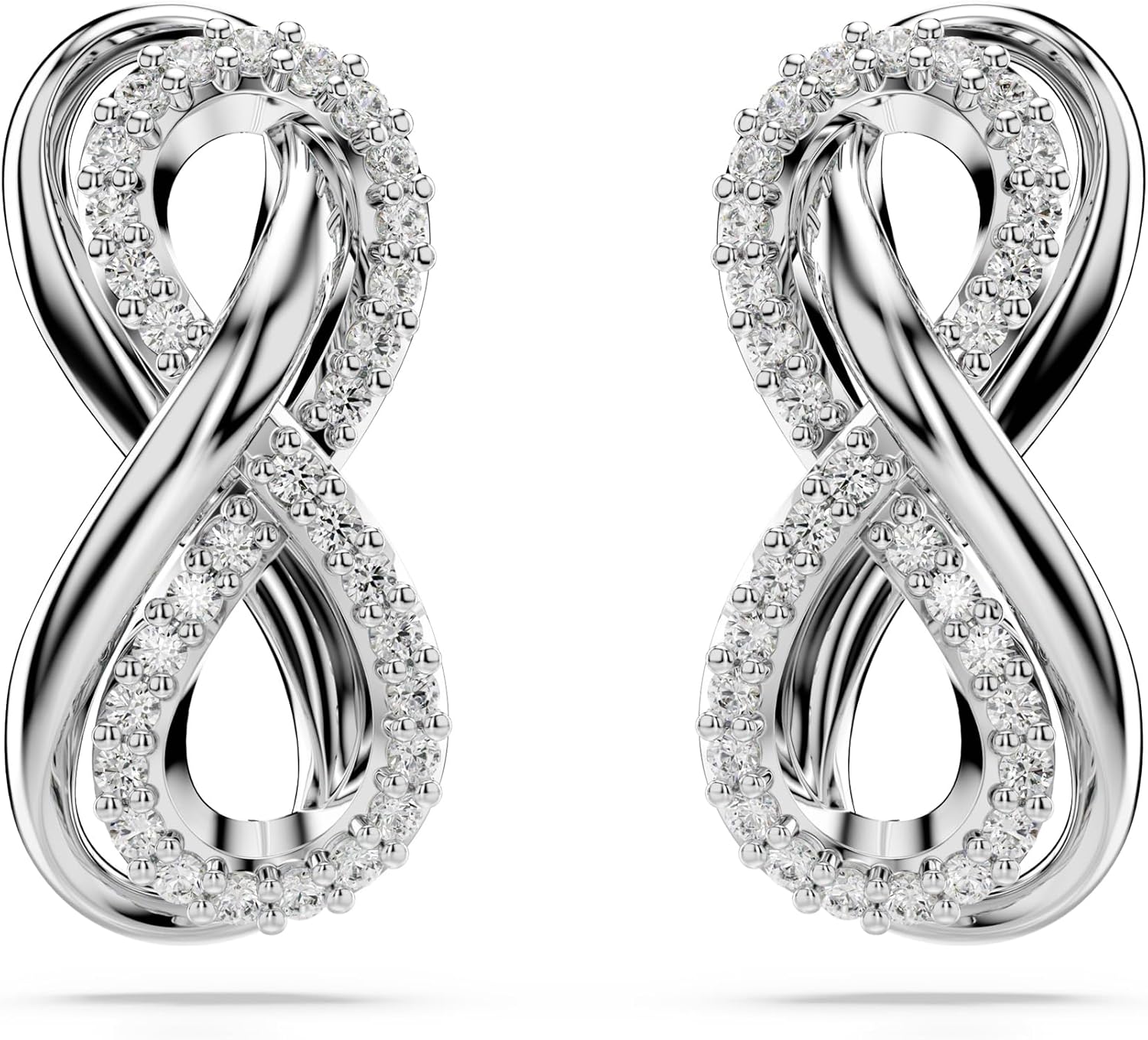 Swarovski Hyperbola Stud Earrings, Infinity Symbol Motif with Clear Crystals in a Rhodium-Finished Setting, Part of the Swarovski Hyperbola Collection