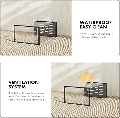 Miniatura 3 de SEE SPRING Cajas de almacenamiento de zapatos, organizador de zapatos apilable de plástico blanco para armario, zapatero y soporte para tenis,