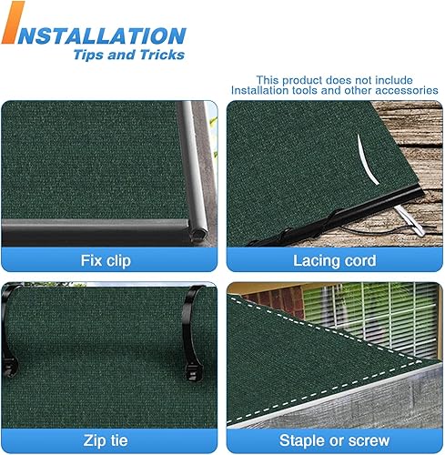 Miniatura 5 de TANG Sunshades Depot - Tela de sombra de 8 x 50 pies, 180 GSM HDPE, tela verde oscuro, rollo de hasta un 95% de bloqueo, red de malla U* V para