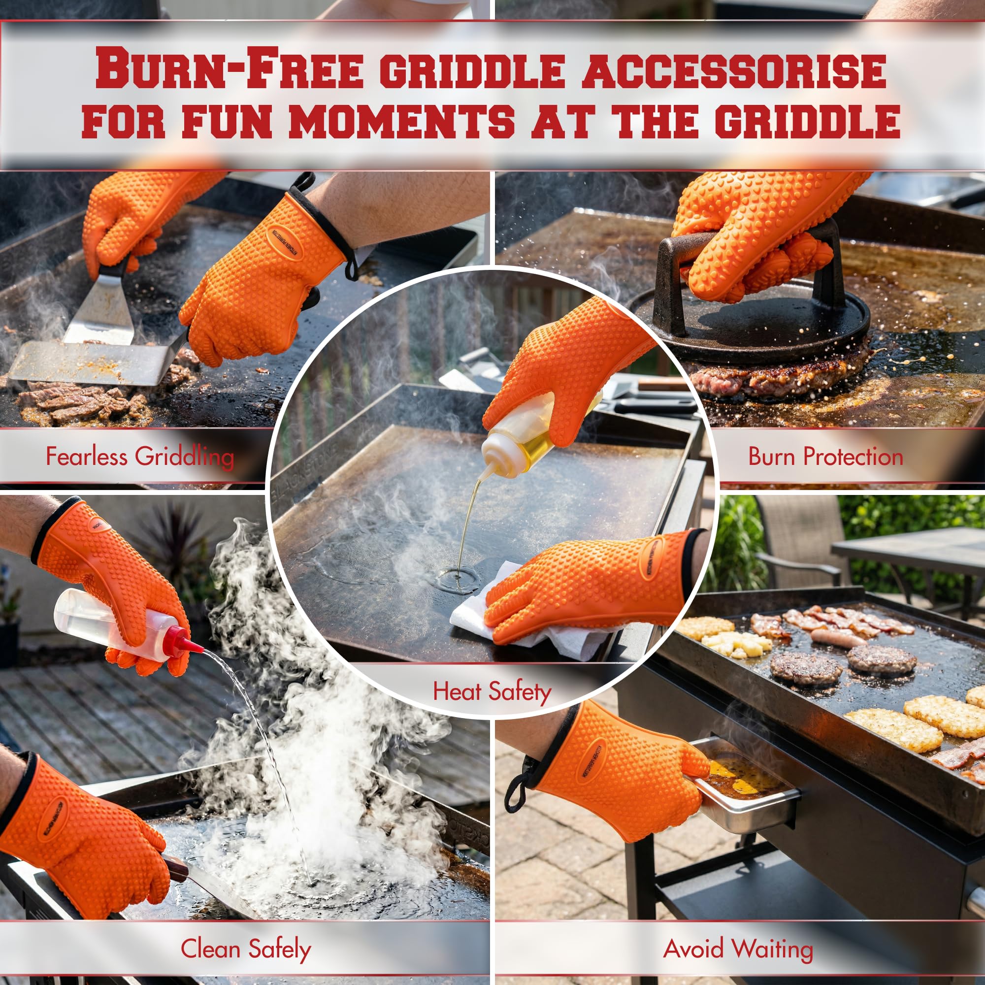 KITCHEN PERFECTION XL Silikon-Grillhandschuhe – hitzebeständige Ofenhandschuhe