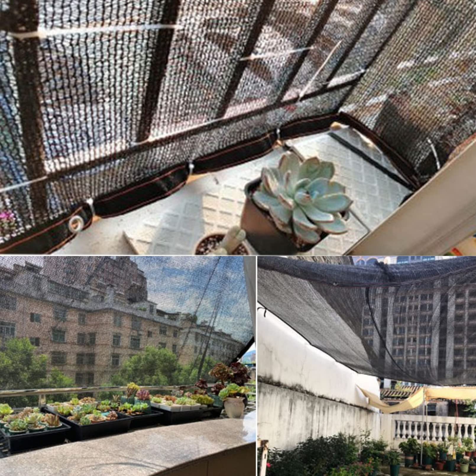 Prostokątna zasłona cieniująca, siatka chroniąca przed słońcem, 4 szpilki do cieniowania Pergola szklarnie z oczkami, siatka wiatroszczelna, czarna siatka cieniująca, do warzywnej szklarni ogrodowej (5x8m/16.4x26ft)