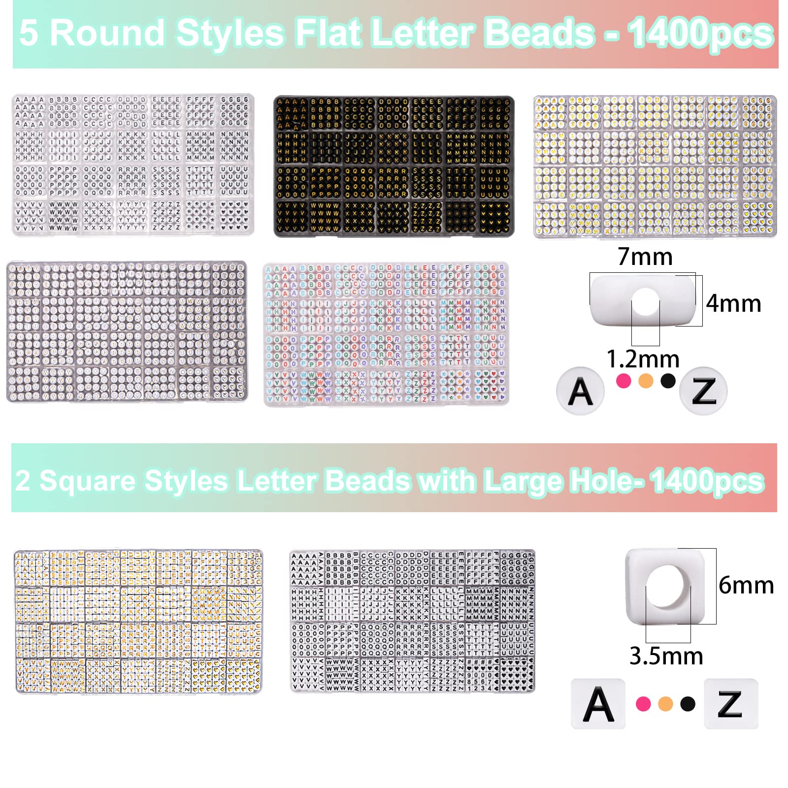 XIMISHOP 1400 Perline Alfabeto In Acrilico – Lettere A-Z, 4x7 Mm, Per Gioielli Fai Da Te, Bracciali E Collane Personalizzate
