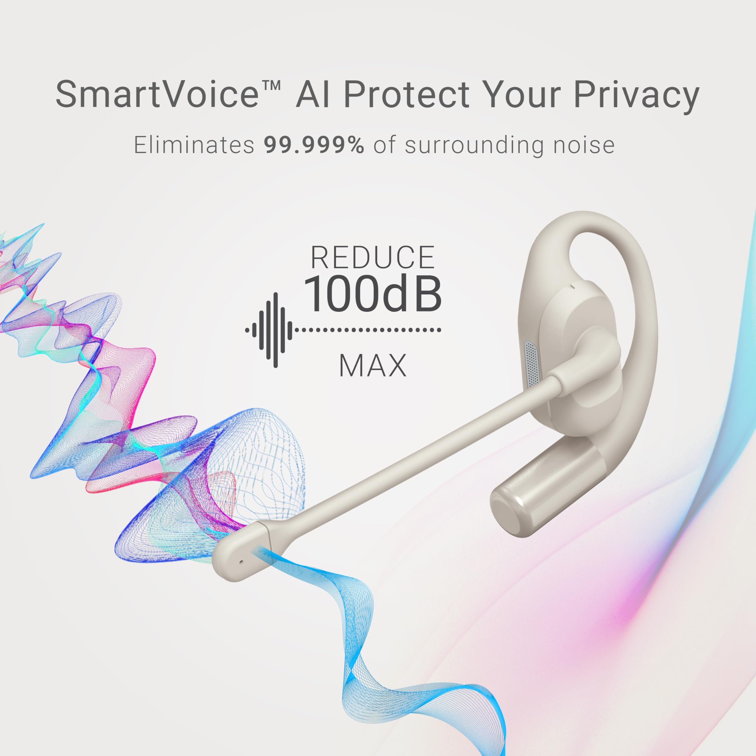 Emerson NoiseZero - Auriculares abiertos con funda de carga y cable USB-C, micrófono inteligente AI 100dB ENC con cancelación del 99.999% de ruido, máxima privacidad, auriculares Bluetooth