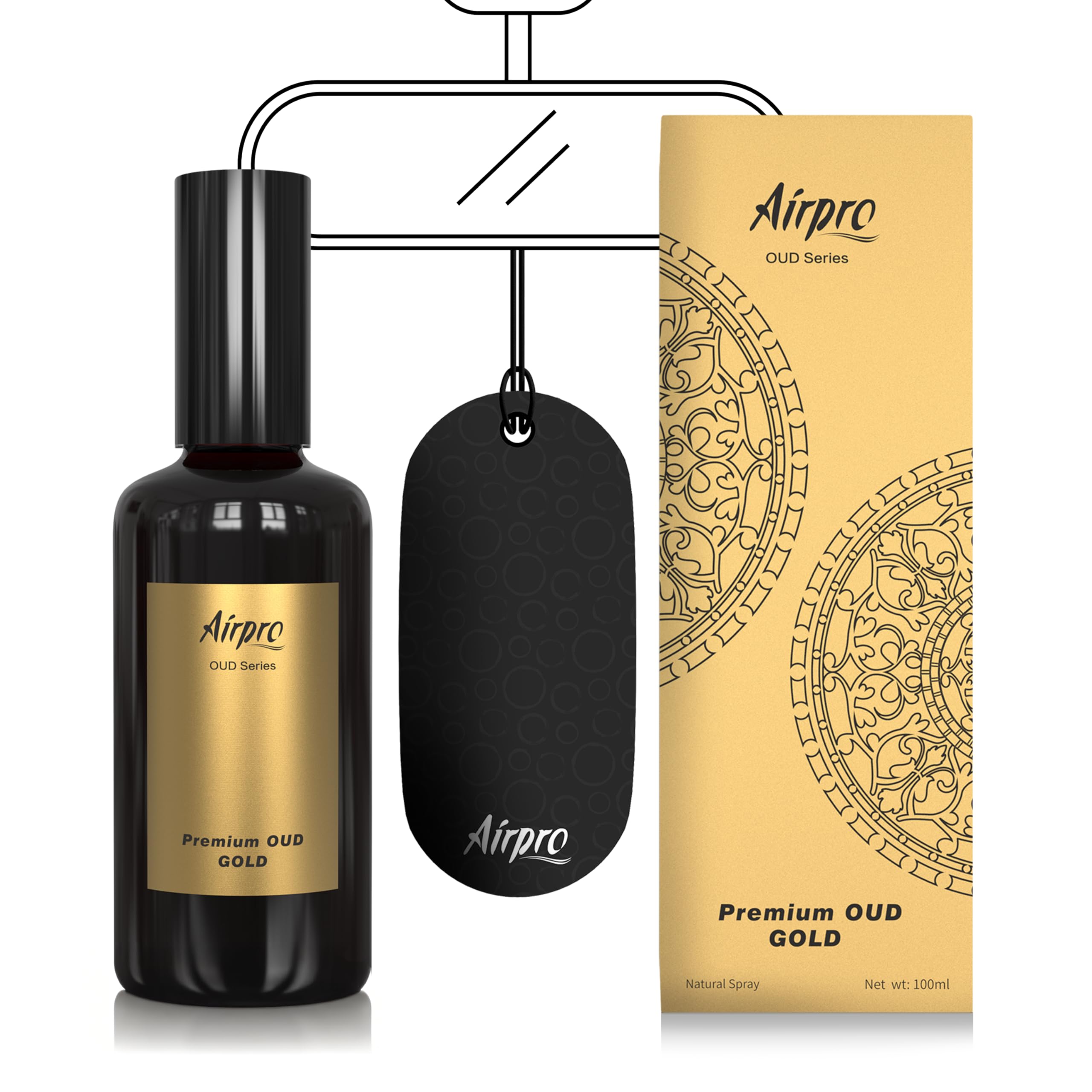 - Luxury Oud Gold Car Perfume Spray | Oud Car Air Freshener Spray | Long Lasting Fragrance for Car, Office, Home & Room | Premium Car Accessories | Luxury Car Perfume | 100ml