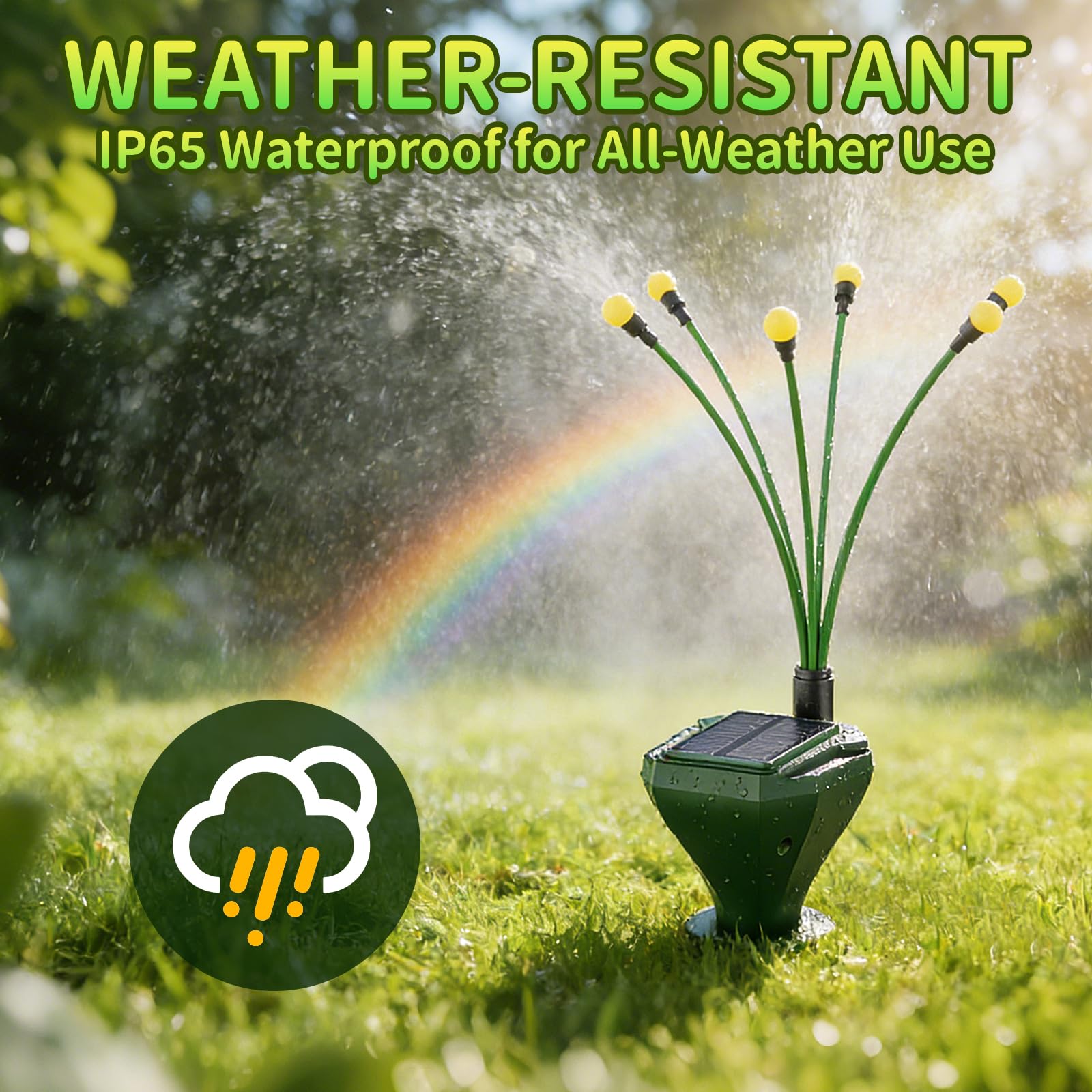 Confezione da 4 pali repellenti per talpe a energia solare per prato, deterrente Gopher con luci a LED Firefly, impermeabili, per esterni, per arvicole, marmotte, serpenti, soluzione sicura per