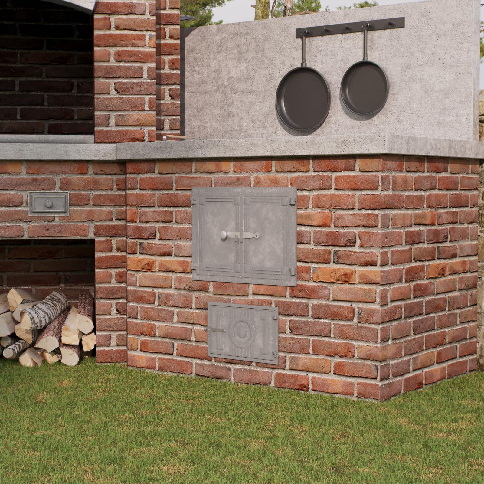 Porta per forno a legna in ghisa 48 x 33 cm per forno pizza e forno a pietra