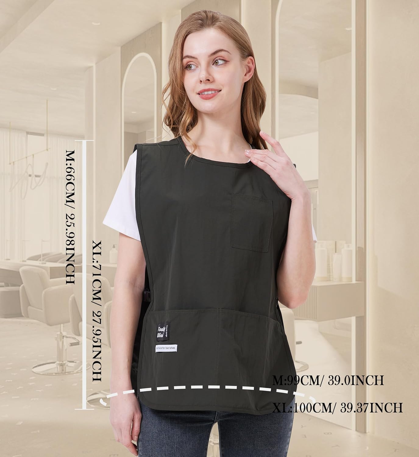 Nanxson Waterproof Cobbler Apron for Women with Pockets Barber Smock Buckle Design Hair Stylist Apron for Kitchen Garden Men - Image 5