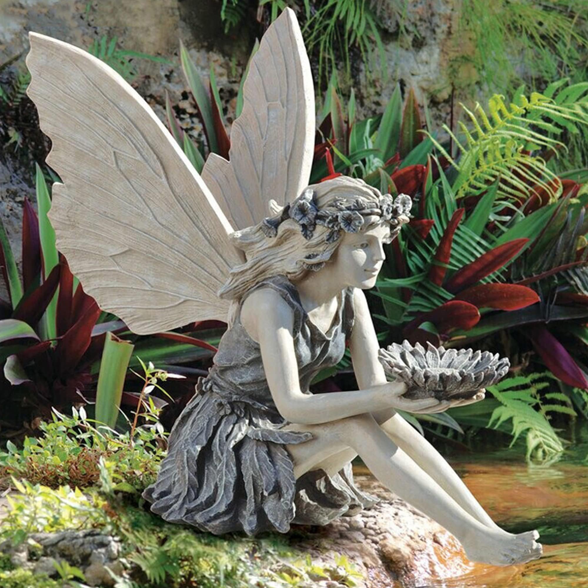 Elf Figurine Garden Bird House Ornament Sitting Magic Fairy Garden Figures Sculptures Resin Elves Statues Yard Decoration Fairy Fairy Ornaments Landscaping