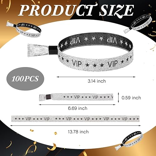 Miniatura 10 de 100 pulseras VIP para fiestas, pulseras de tela para eventos, pulseras VIP para eventos para bodas, fiestas, eventos, conciertos, ferias,