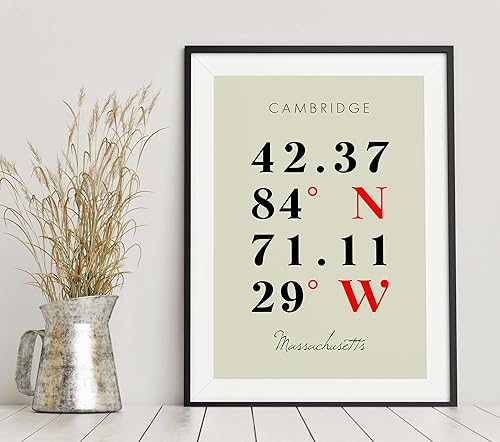 Miniatura 6 de Mapa de Cambridge, Massachusetts, Coordenadas Multilíneas de Colores (8x10)