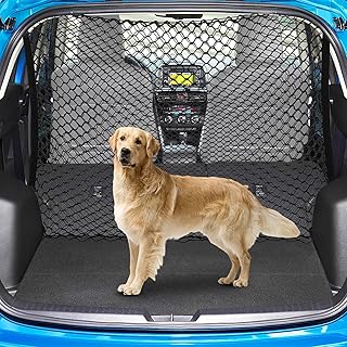 Dog Car Barrier SUV Pet Net with Metal Hooks, Dual-Layer Pet Travel Safety Barrier Net, Easy to Install and Remove, Adjustable Car Dog Divider for Trucks, SUV, Vans, Car Net Organizer Storage Bag