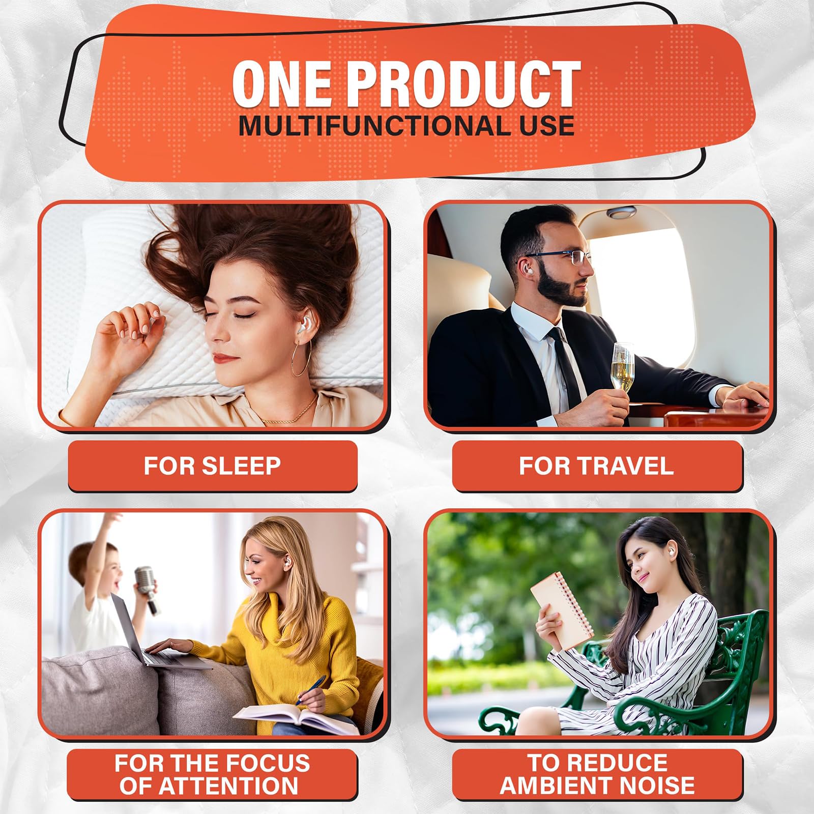 3 Paires Bouchon Oreille, Bouchon Anti Bruit Matériau en Silicone Souple, Bouchons D'oreilles pour Dormir Anti Bruit 38dB, Super Doux et Réutilisables, pour Concerts, Travailler, Voyager