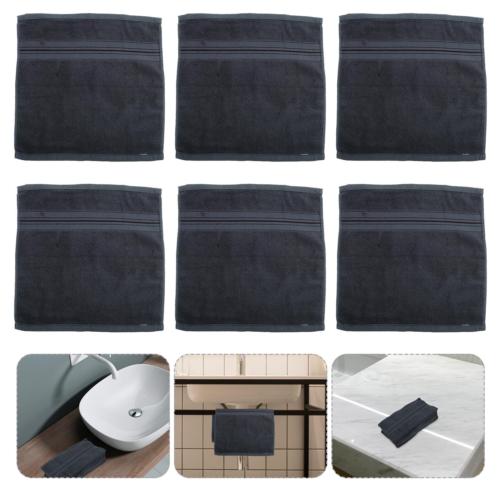 12 Piezas Toallas de Algodón Ultra Suaves para Cara y Manos Absorbentes y Duraderas para Baño SPA Cocina y Gimnasio Color Gris Oscuro