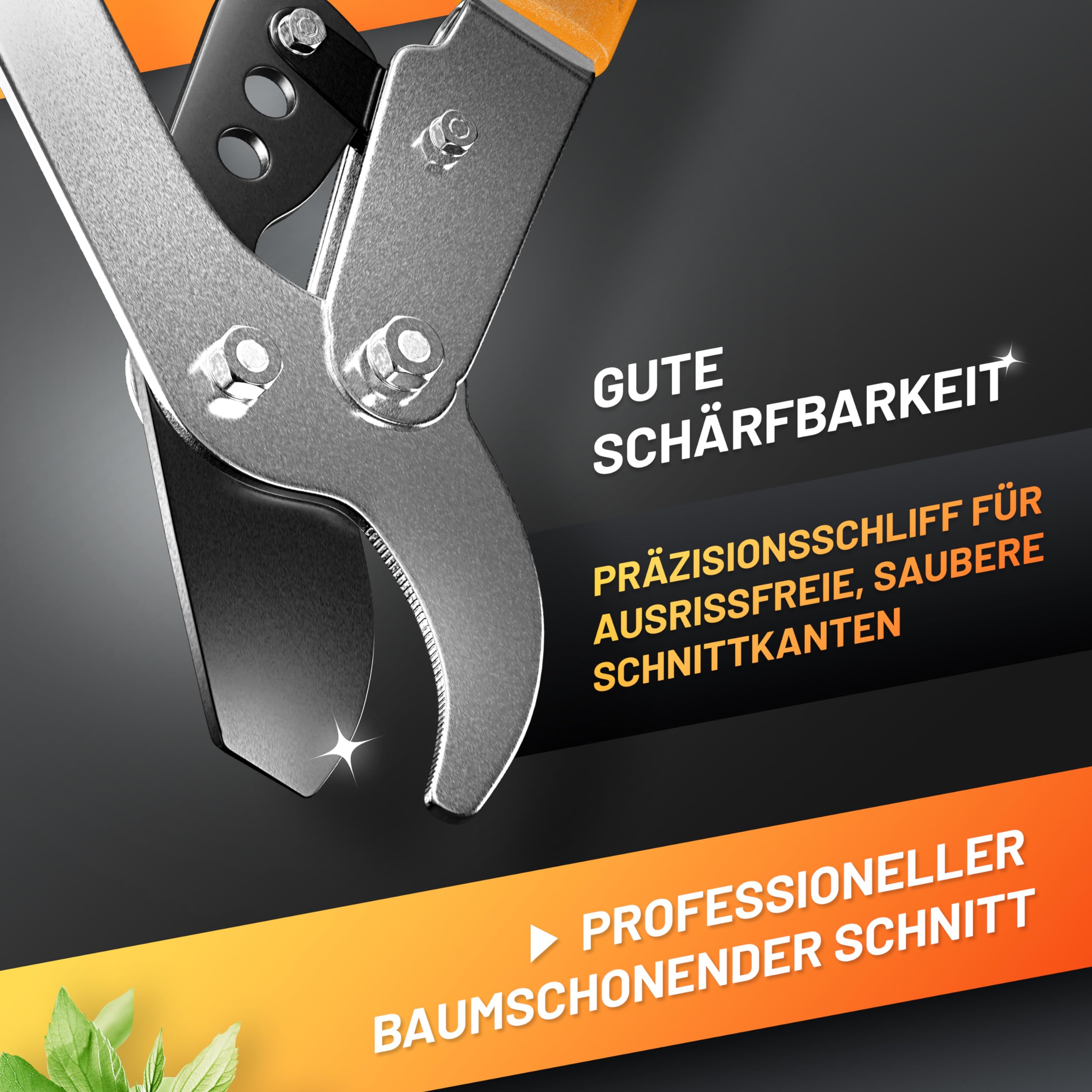 GRÜNTEK Teleskop-Astschere 685-940mm Bypass-Astschere SK5-Karbonstahl rutschfeste 2-Komponenten-Griffe